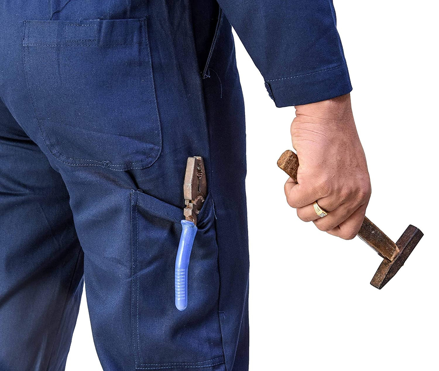 Men's Cotton Industrial Boiler Suit (Coveralls) with out Reflective Tape, 210 GSM, Navy Blue