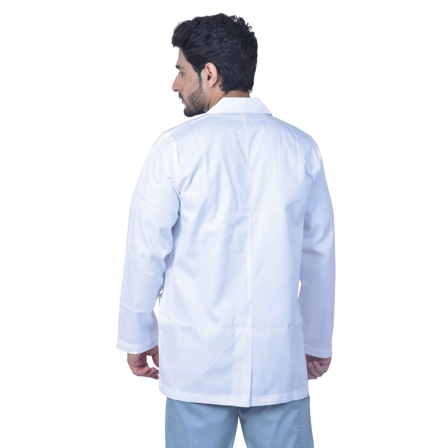 Unisex Light Weight Feel Fresh Permanently Anti-Microbial And Anti-Viral Long Sleeve Doctors Apron Lab Coat, 3 Pockets With Pocket Loop As Id Card Holder. - White