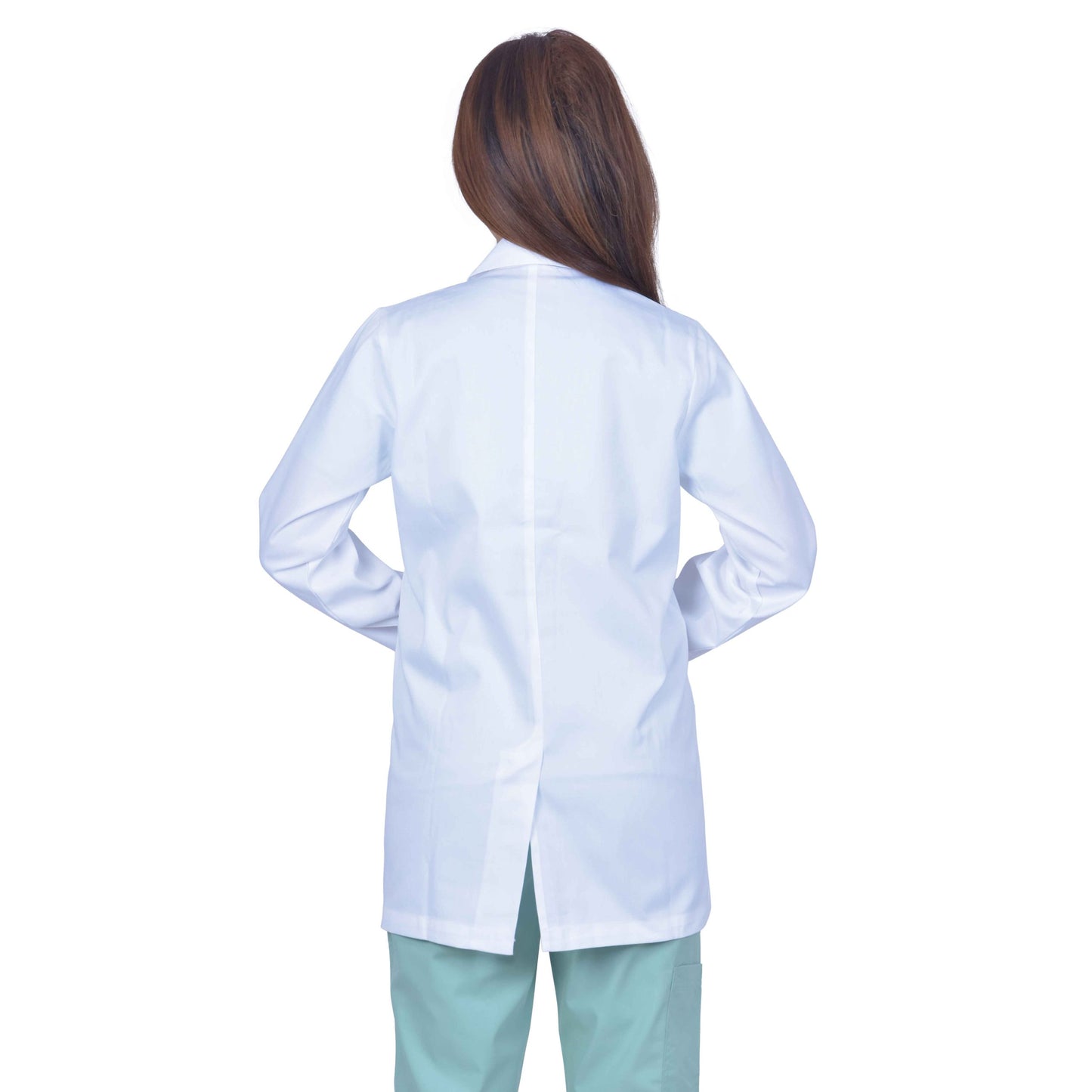 Unisex Light Weight Feel Fresh Permanently Anti-Microbial And Anti-Viral Long Sleeve Doctors Apron Lab Coat, 3 Pockets With Pocket Loop As Id Card Holder. - White