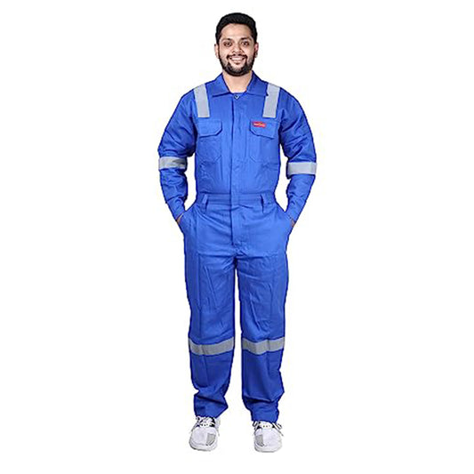Men's Cotton Industrial Boiler Suit (Coveralls) with Reflective Tape, 210 GSM, Royal Blue