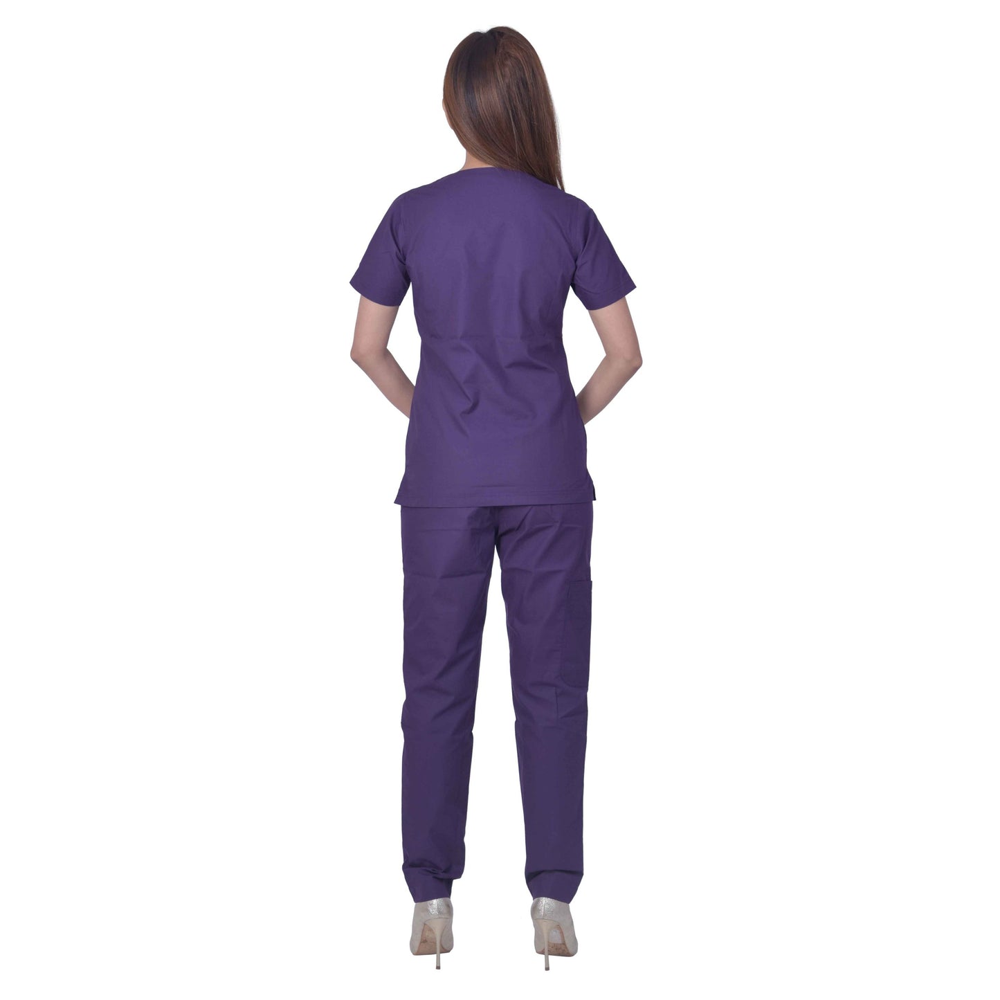 Unisex Premium Polyester Cotton V-Neck Scrub Suit. (Top And Bottom) Tripple Stitch With 2 Pockets - Red Wine