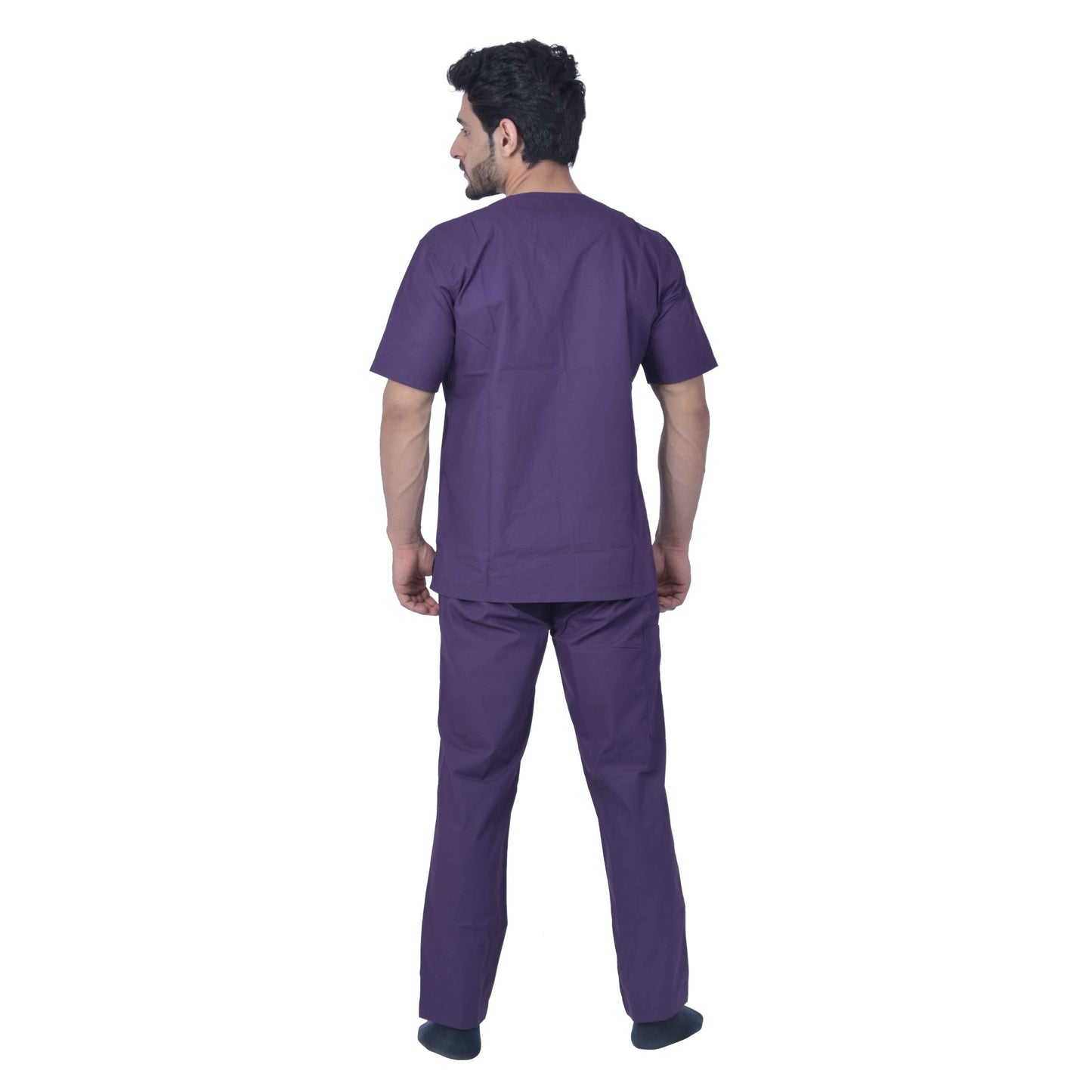 Unisex Premium Polyester Cotton V-Neck Scrub Suit. (Top And Bottom) Tripple Stitch With 2 Pockets - Red Wine